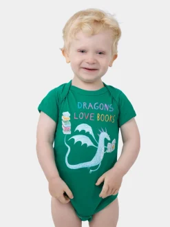 Dragons Love Books baby bodysuit