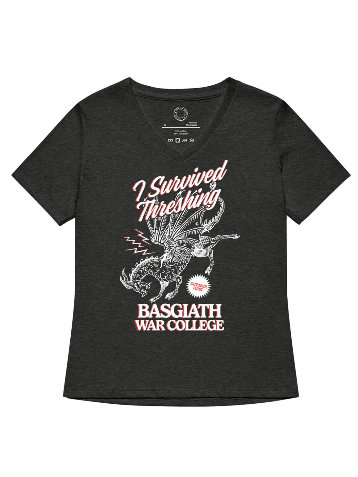 Fourth Wing: I Survived Threshing Women's V-Neck T-Shirt (Print Shop)
