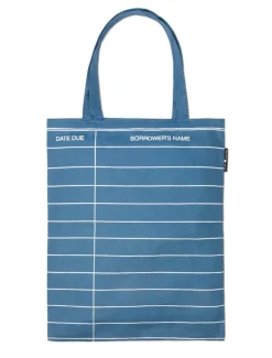 Library Card: Blue tote bag