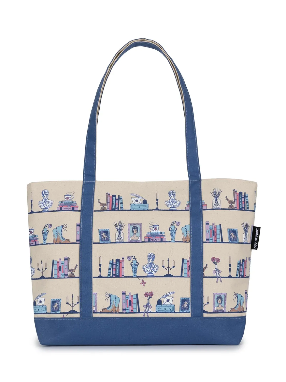 Pride and Prejudice Bookshelf large zippered tote