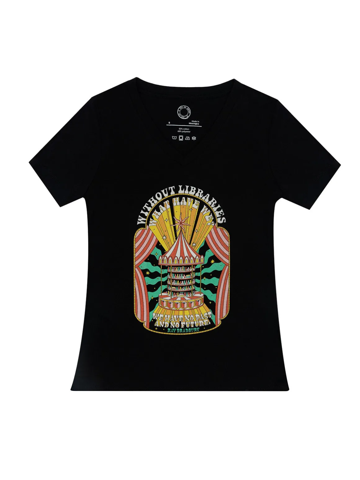 Ray Bradbury: Without Libraries Women's V-Neck T-Shirt (Print Shop)