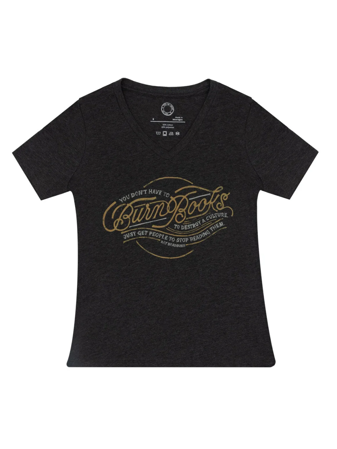 Ray Bradbury: You Don't Have to Burn Books Women's V-Neck T-Shirt (Print Shop)