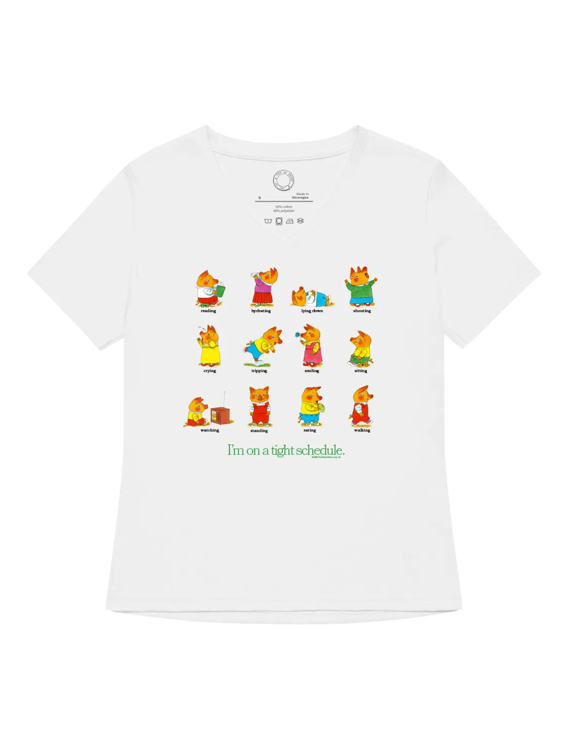 Richard Scarry: Tight Schedule Women's V-Neck T-Shirt (Print Shop)