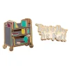 This is How We Roll Book Truck enamel pin set